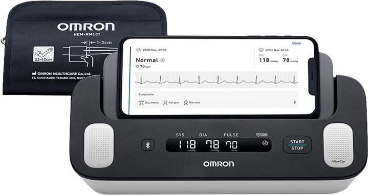 Omron Complete HEM-7530T-E3 Blutdruckmessgerät Schwarz, Weiß