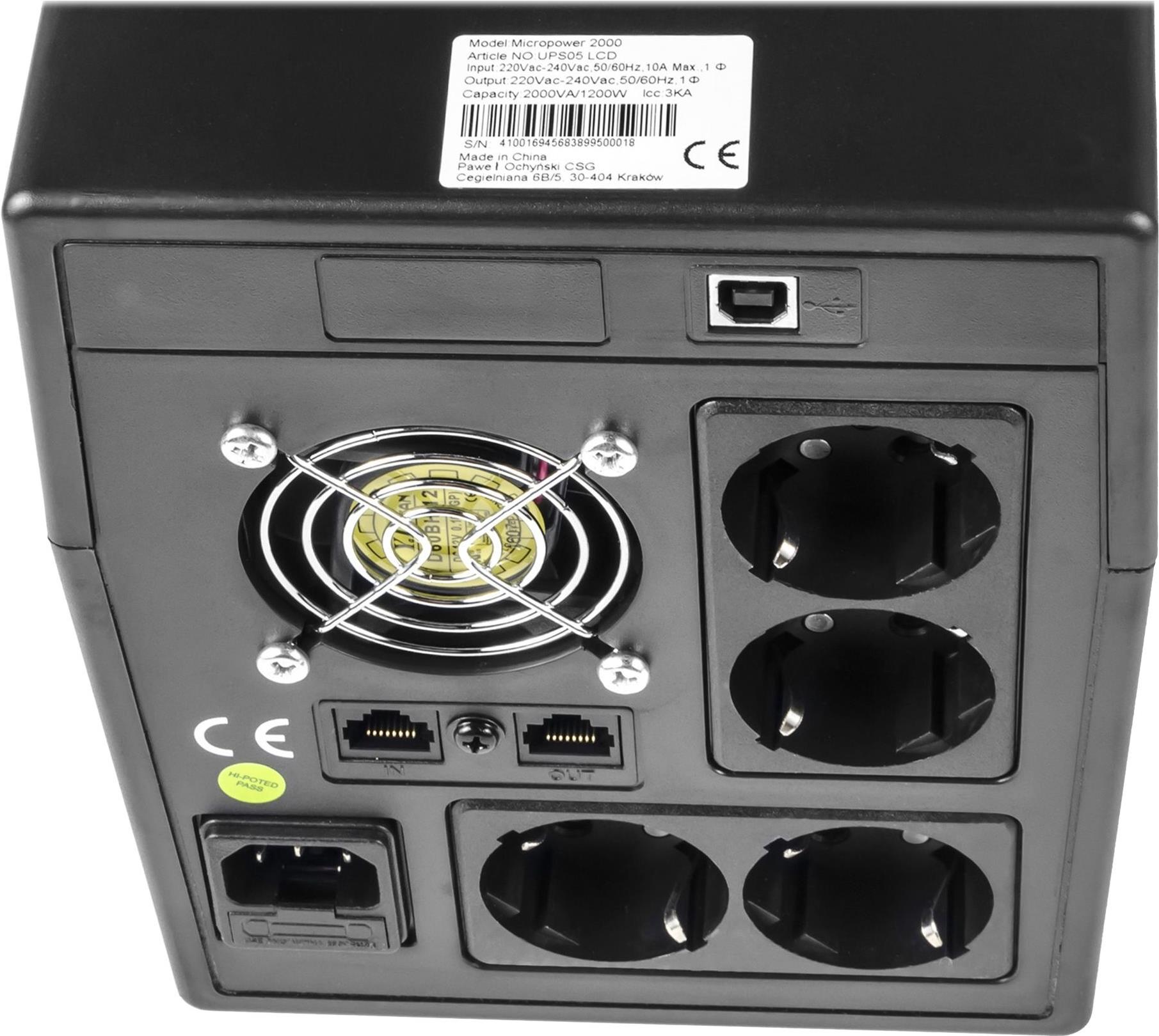 Green Cell Micropower UPS05 USV Line-Interaktiv 2000 VA 1200 W Schwarz