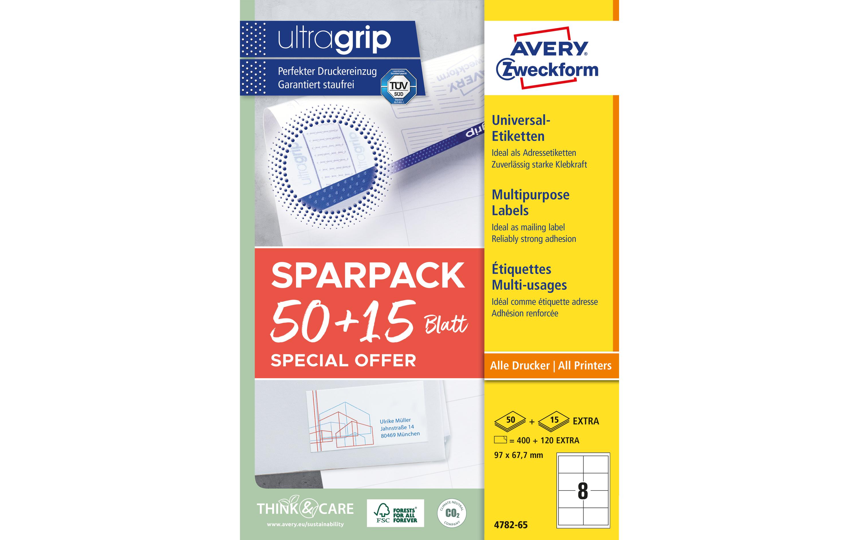 Avery Zweckform 4782-65 Universal-Etiketten 97 x 67.7 mm Weiß