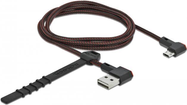 DeLOCK EASY-USB 2.0 Kabel Typ-A Stecker zu EASY-USB Typ Micro-B Stecker gewinkelt links / rechts 1 m schwarz (85271)