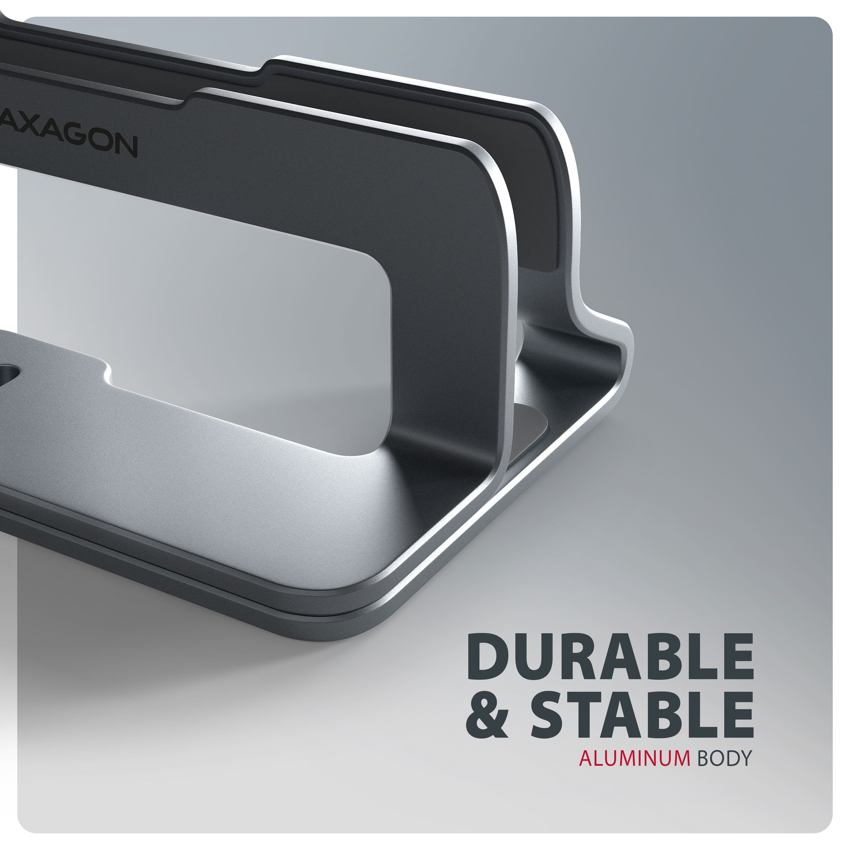 AXAGON STND-VG Vertikaler Laptop-Ständer Aluminium Grau