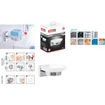 tesa Seifenhalter EKKRO, satiniertes Glas, inkl. Klebelösung eckige Wandplatte, verchromt, rostfrei, Glasschale abnehmbar - 1 Stück (40240-00000-00)