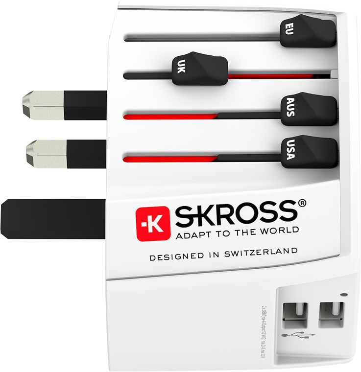 SKROSS MUV USB Reiseadapter 2x USB-A Weiß