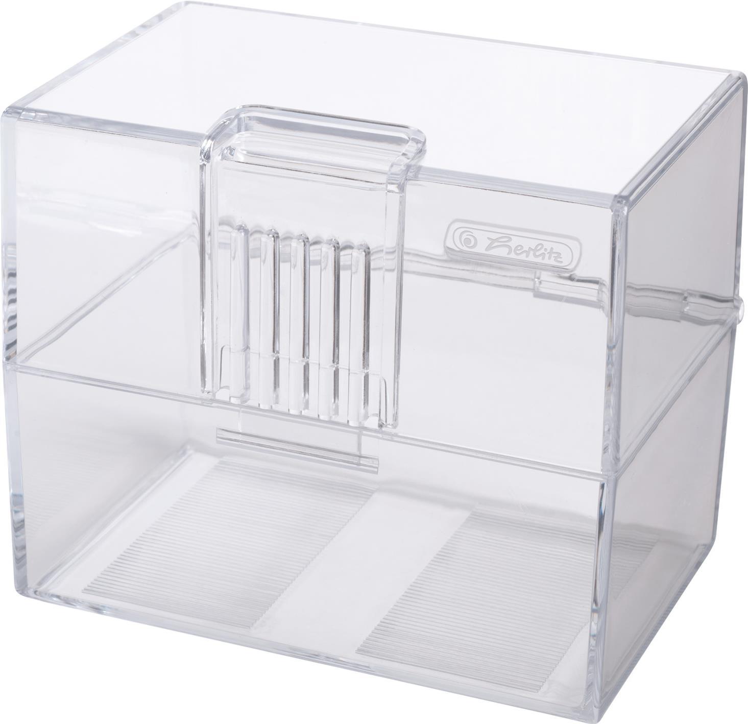 herlitz Karteikasten, DIN A8 quer, Kunststoff, transparent unbestückt - 4 Stück (50022946)