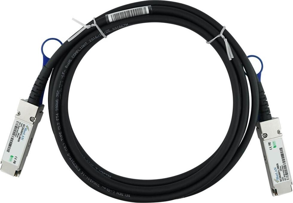 Kompatibles NVIDIA MCP1600-C003LZ Direct Attach Kabel, 100GBASE-CR4, Ethernet, 26AWG, 3 Meter (MCP1600-C003LZ-BL)