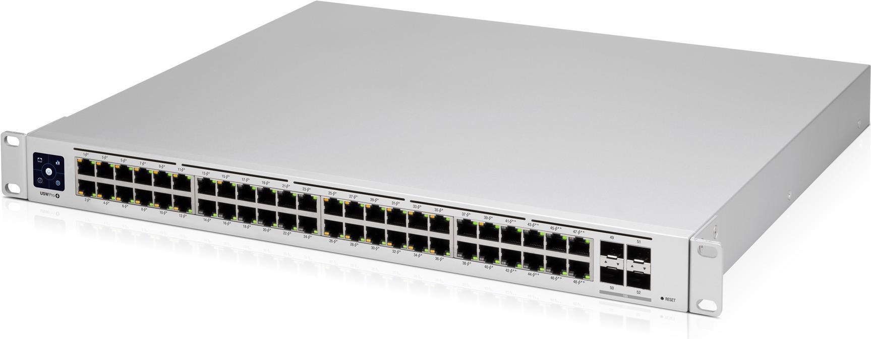 Ubiquiti UniFi Professional 48-Port PoE Managed Switch 48x Gigabit Ethernet (40x PoE+ und 8x PoE++, max. 600W), 4x 10 Gbit/s SFP+ (USW-Pro-48-POE)