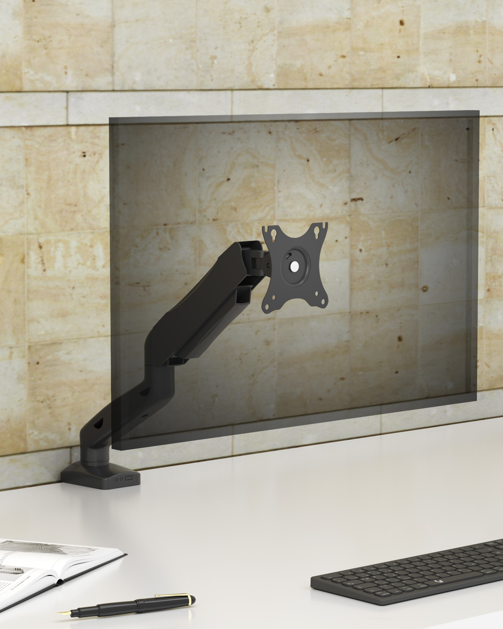ICY BOX IB-MS203-T Monitorarm Tischhalterung bis 32" VESA 75x75/100x100 Grau, Silber