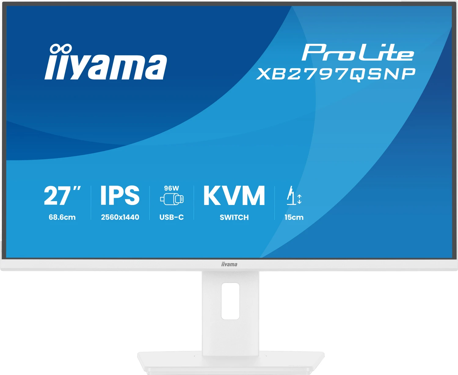 Iiyama ProLite XB2797QSNP-W1 27" QHD IPS Monitor mit USB-C Docking KVM & LAN