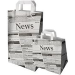 PAPSTAR Tragetasche "Newsprint", 220 x 100 x 360 mm aus Kraftpapier, 70 g/qm, Tragkraft: 5 kg, mit Tragegriff - 1 Stück (87054)