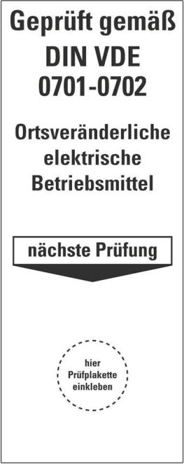 HEIN Industrieschilder HEIN 178140 Grundplakette DIN-VDE0701-0702 ortsveraend.Betriebsmittei (178140)