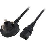 EFB-Elektronik Netzleitung UK BS1363A - C13 1 80°, schwarz, 2 m, 3x1.00 mm² Hersteller: EFB Elektronik (EK484.2)