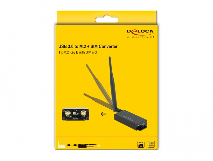 Delock USB 3.0 Konverter für M.2 Key B Modul mit SIM-Slot und Gehäuse Schwarz