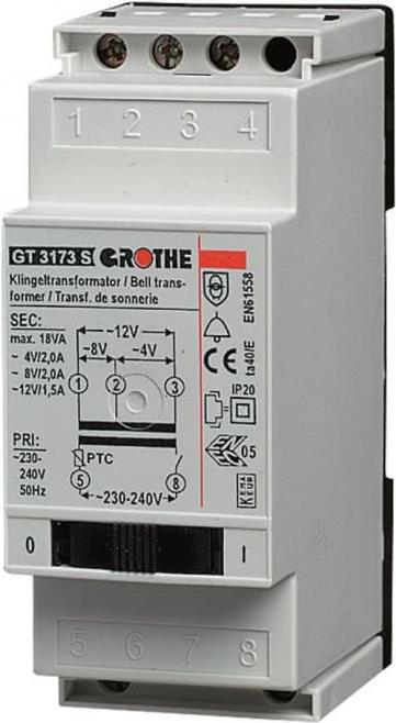 Grothe Klingeltransformator GT 3173 S 4-12V 2/1.5A mit Netzschalter (14083)