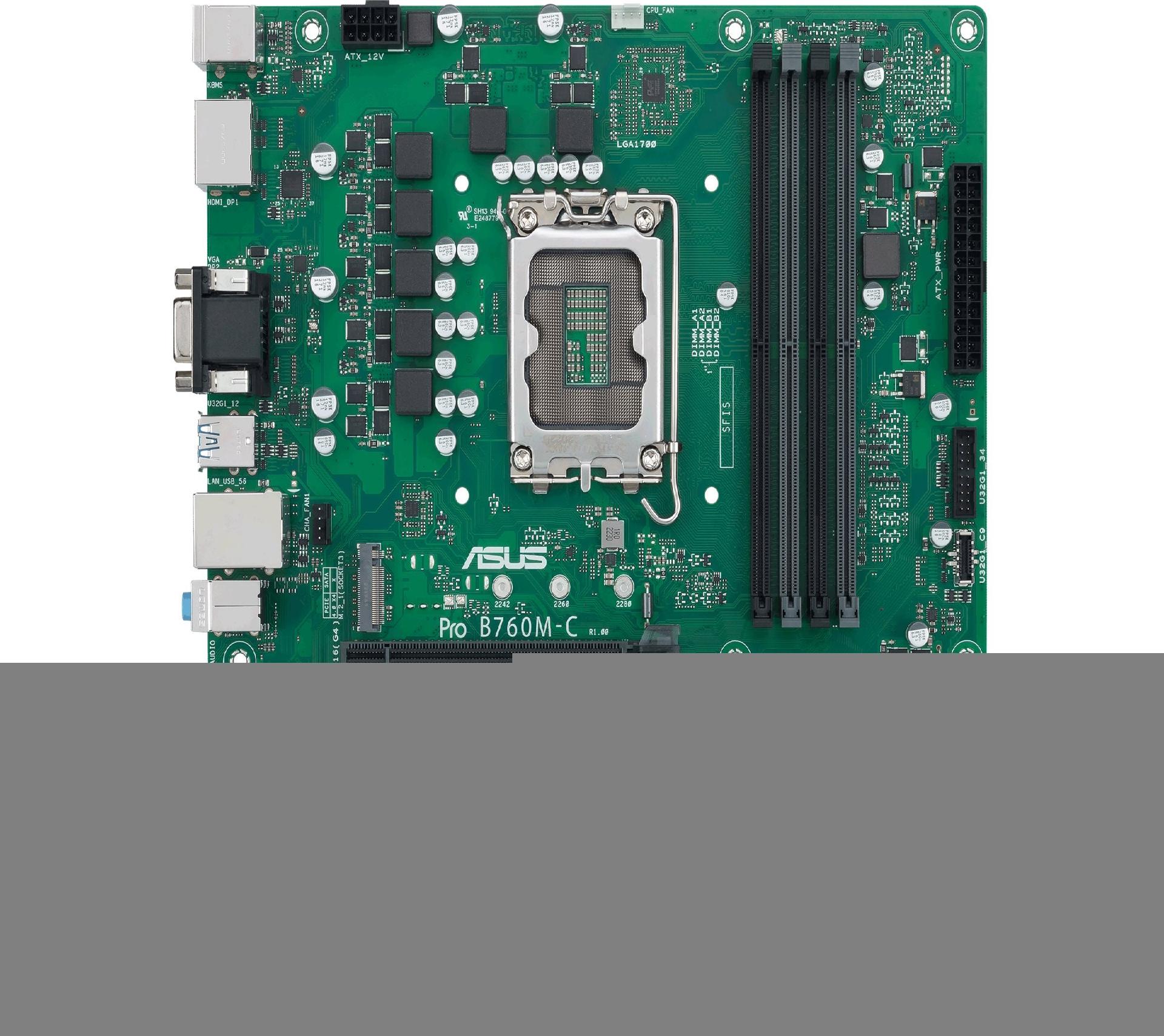 ASUS B760M-C-CSM LGA1700 4DDR5 microATX 4xSATA 2xDP 1.4 HDMI 2.1 D-Sub MB (90MB1DX0-M1EAYC)
