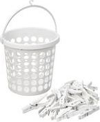 plast team Wäscheklammerkörbchen SPRINGFIELD, rund, weiß Material: PP, inkl. 24 Wäscheklammern, gelochtes Design, - 1 Stück (60050800)
