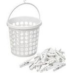 plast team Wäscheklammerkörbchen SPRINGFIELD, rund, weiß Material: PP, inkl. 24 Wäscheklammern, gelochtes Design, - 1 Stück (60050800)