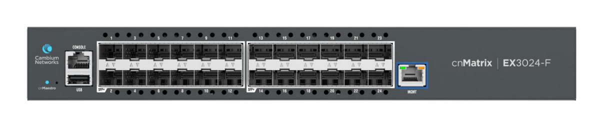 Cambium Networks cnMatrix EX3024F Switch 24 x 10 Gigabit SFP+ Schwarz