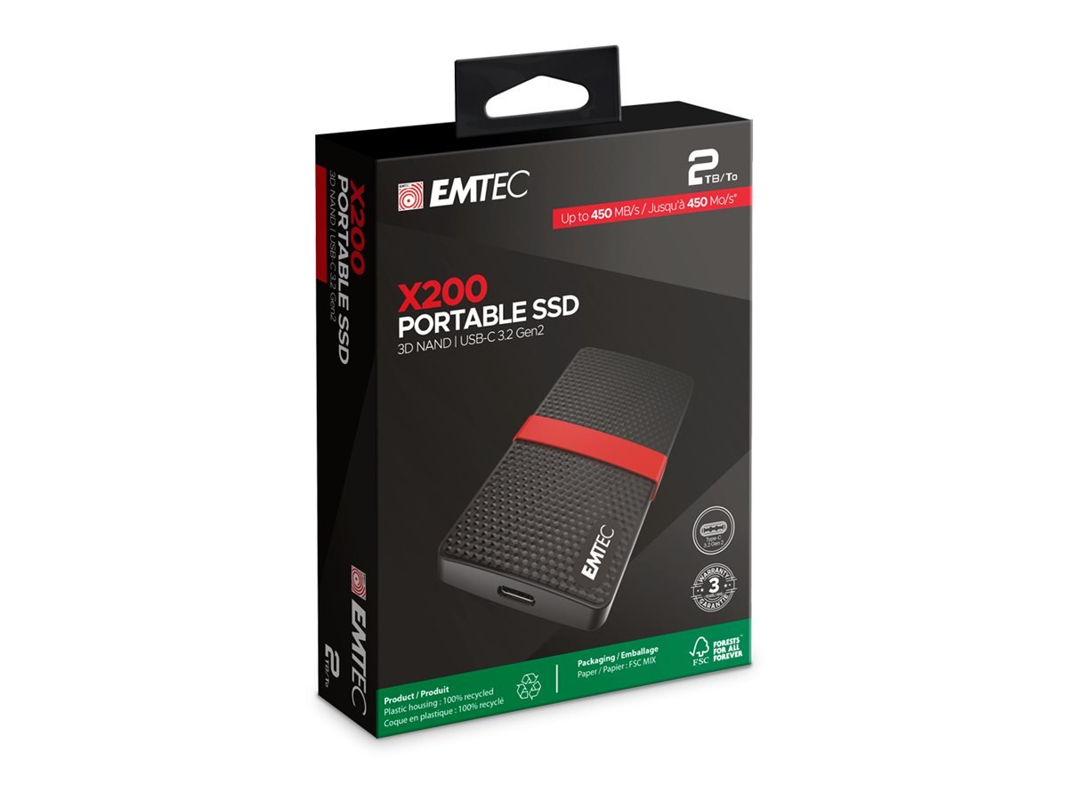 Emtec X200 2 TB SSD USB 3.2 Gen 1 USB-C Schwarz