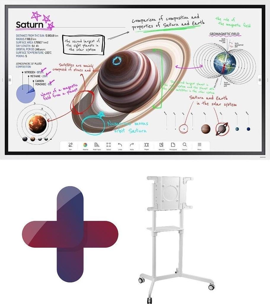 Samsung Flip Pro WM55B Flipchart 138,7 cm 55 Zoll inkl. Peerless TRVT-FLIP2 mobiler Rollwagen (LH55WMBWBGCXEN+TRVT-FLIP2)