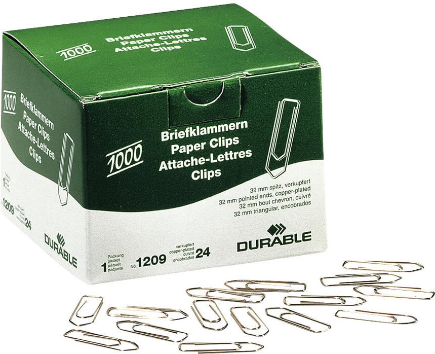 DURABLE Briefklammern 32mm verkupfert 1000 Stück (120924)