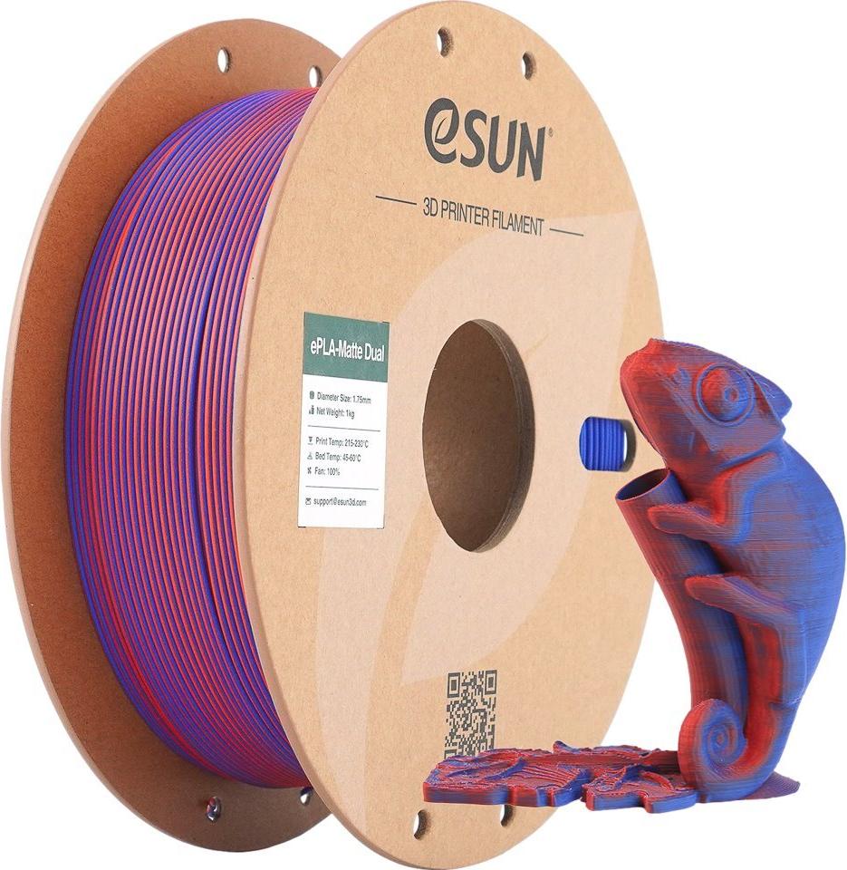 PLA MATTE DUAL 1,75mm RED BLUE 1kg ESUN 3D FILAMENT (PLA-MTD175B-RU1P1)
