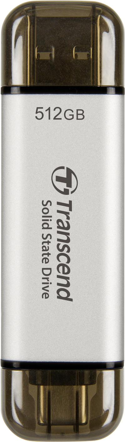Transcend ESD310S Tragbare SSD 512 GB USB 10 Gbps Typ-C/A Silber