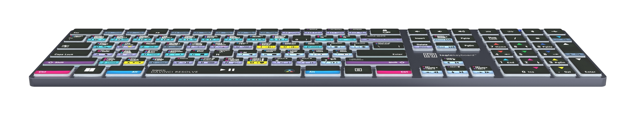 Logickeyboard DaVinci Resolve Classic Titan Tastatur QWERTY UK USB + Bluetooth Schwarz