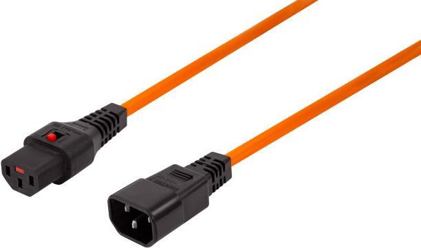 Kaltgeräteverlängerung C14 180° - C13 180° IEC Lock, orange, 1,0 m Hersteller: EFB-Elektronik (EK601OR.1)