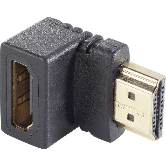 SpeaKa Professional HDMI Winkeladapter 90° HDMI-Stecker auf HDMI-Buchse 18 Gbit/s Schwarz