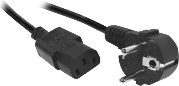 Netzanschlusskabel, Schutzkontaktstecker abgewinkelt an Kaltgerätebuchse, schwarz, 0,6 m Netzanschlusskabel für Deutschland, Frankreich, Belgien... (808009)