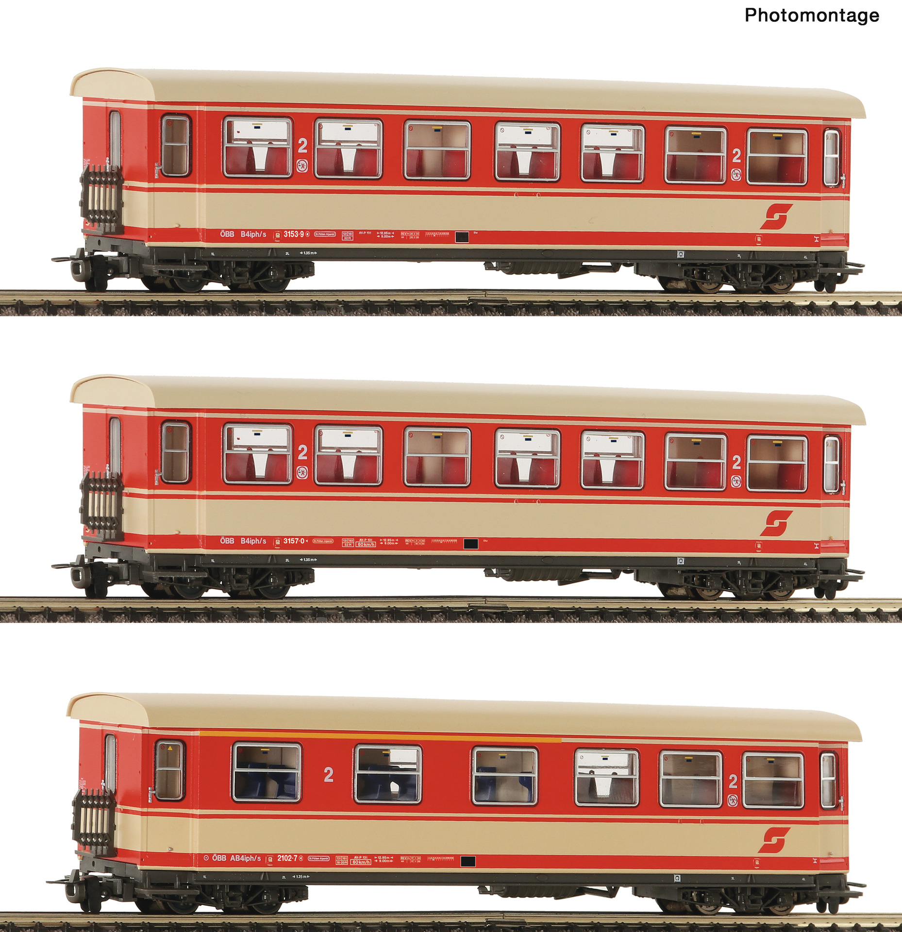 Roco 6240004 H0e 3er-Set Personenwagen ÖBB Beige, Rot