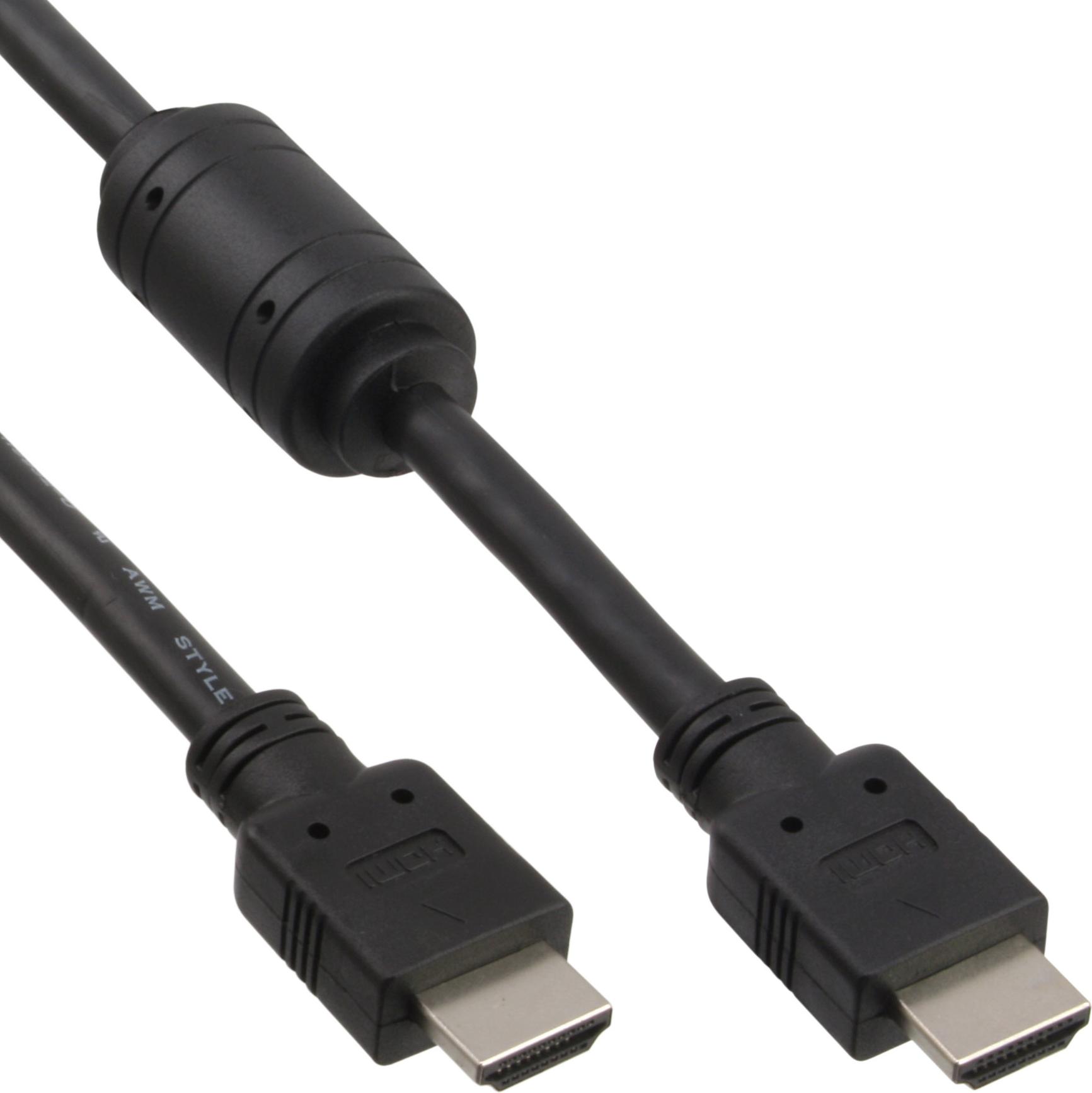 InLine HDMI-Kabel High Speed 1.3 Stecker/Stecker 1 m mit Ferrit Schwarz