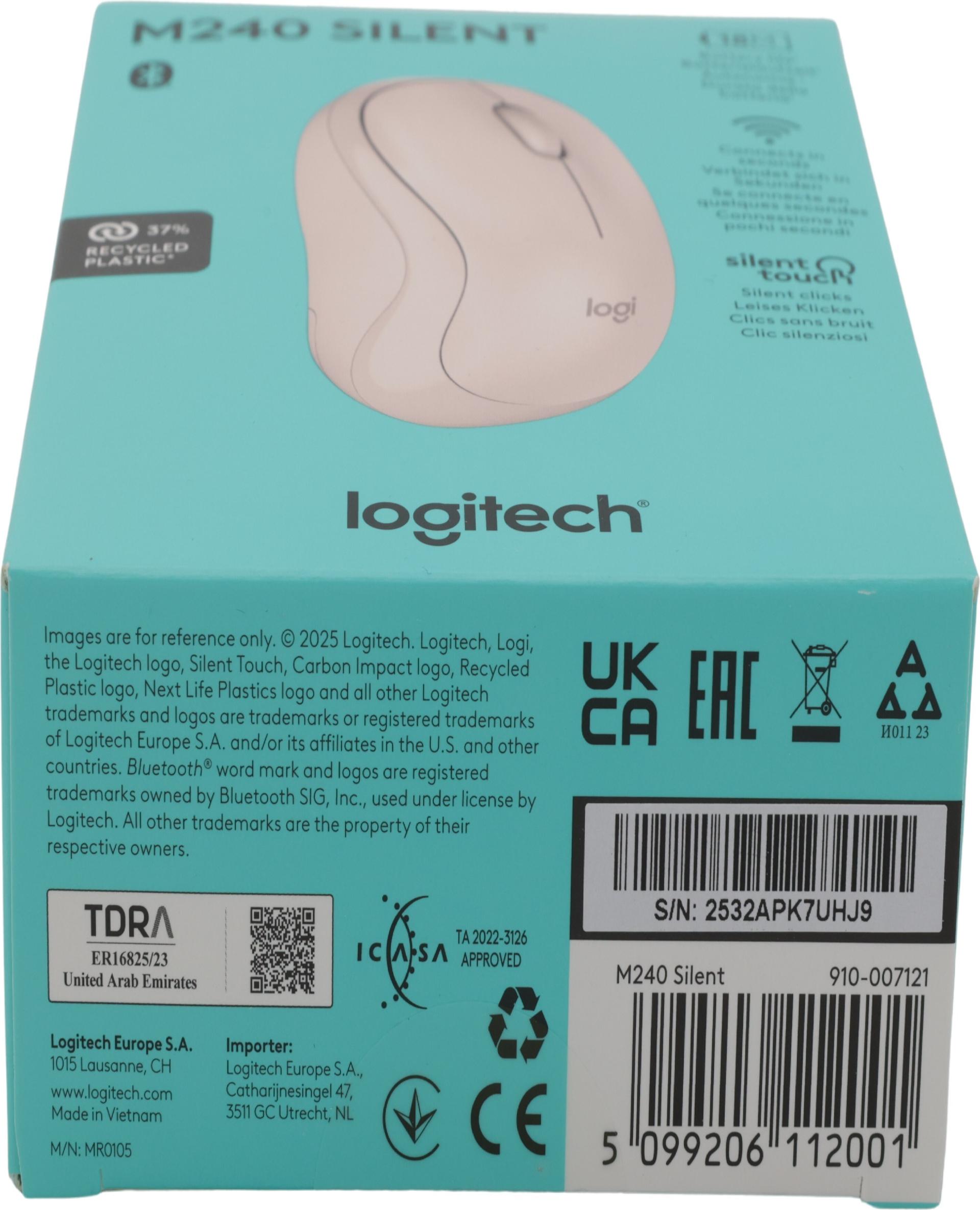 Logitech M240 Silent Bluetooth-Maus Beidhändig Rosé