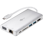 Goobay 49850 Notebook-Dockingstation & Portreplikator Verkabelt USB 3.2 Gen 1 (3.1 Gen 1) Type-C Silber - Weiß (49850)