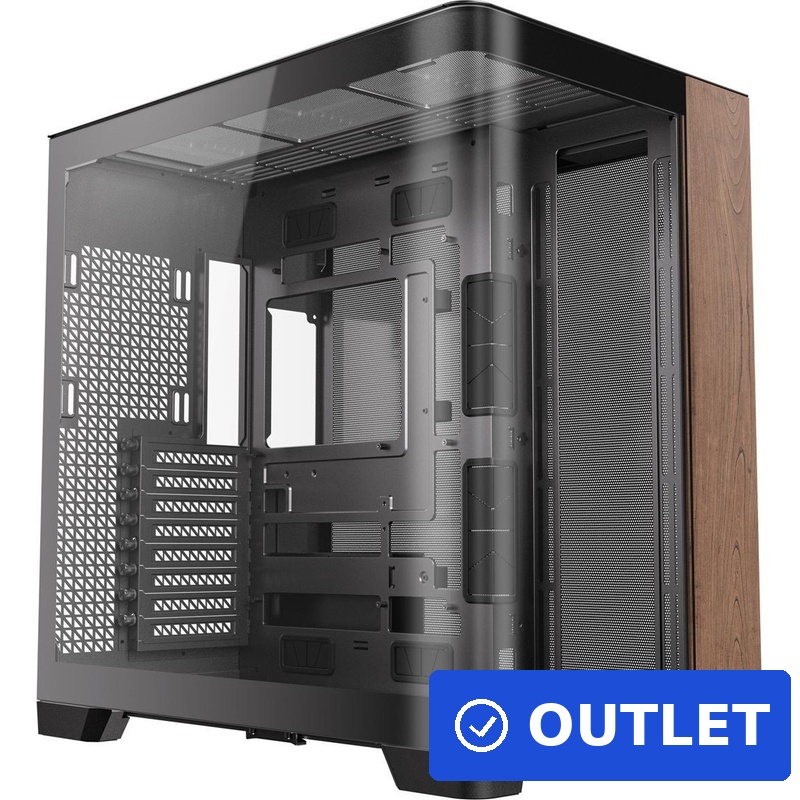 Antec C8 Curve Wood Full-Tower Gehäuse E-ATX mit Holz-Design und Glasfenster (0-761345-10158-5) (geöffnet)