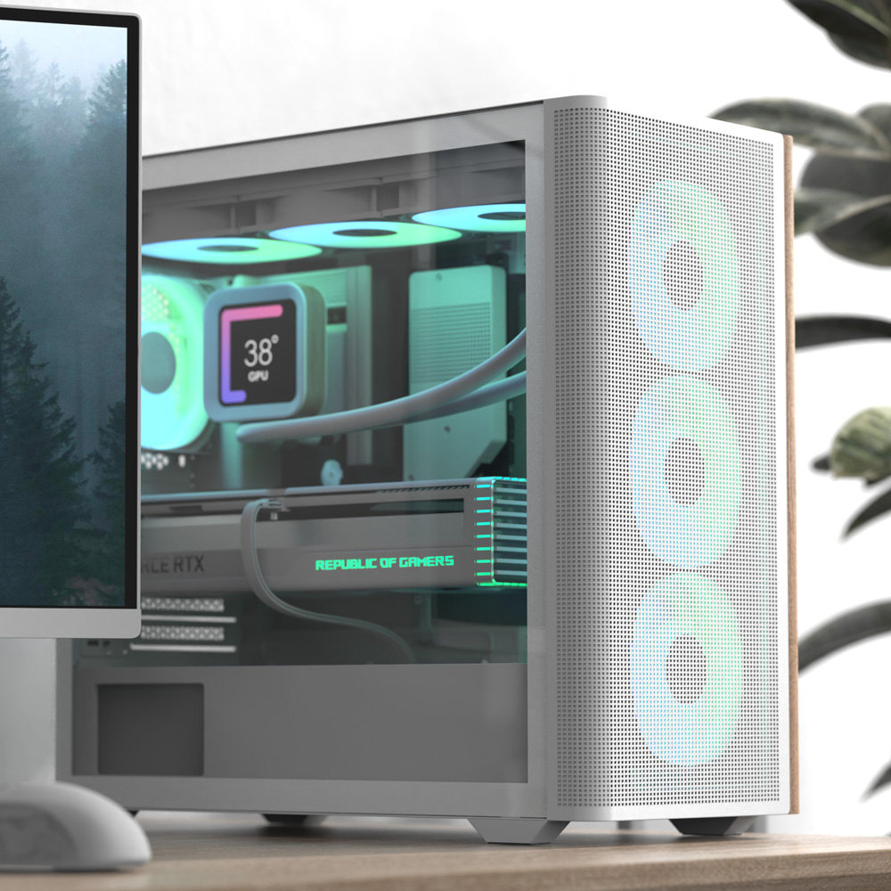 Aerocool D301A Mini Tower Gehäuse Micro-ATX Schwarz, Holz
