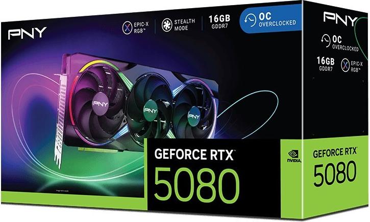 PNY GeForce RTX 5080 ARGB OC 16 GB GDDR7 Schwarz