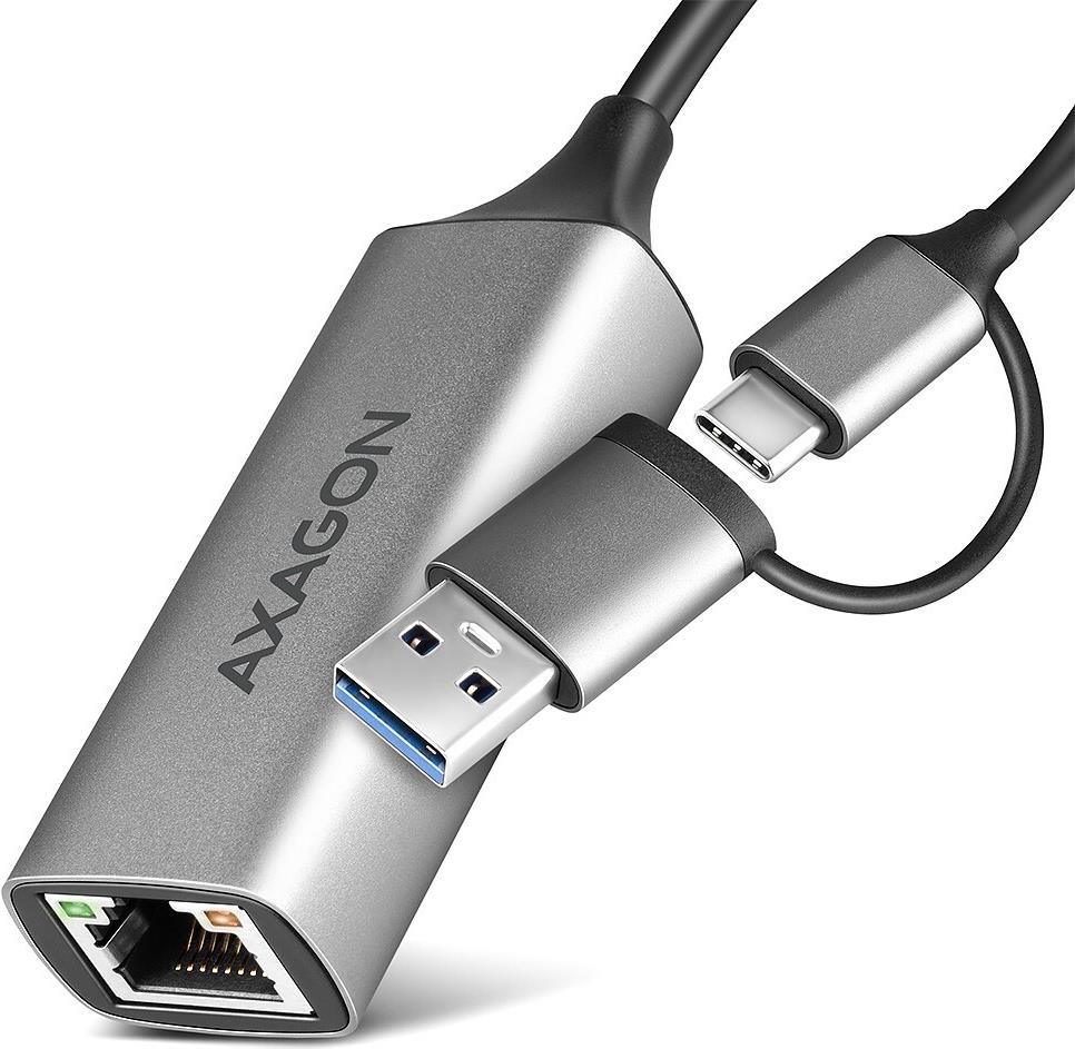 AXAGON ADE-TXCA Gigabit Ethernet Adapter, USB-C + USB-A - titangrau (ADE-TXCA)