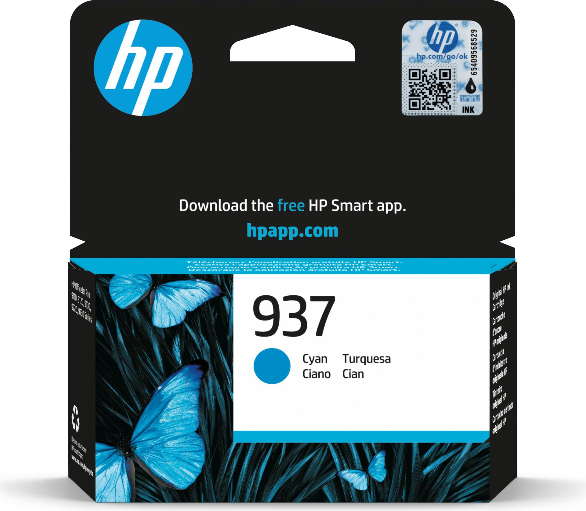 HP 937 Cyan Original Ink Cartridge (4S6W2NE#301)