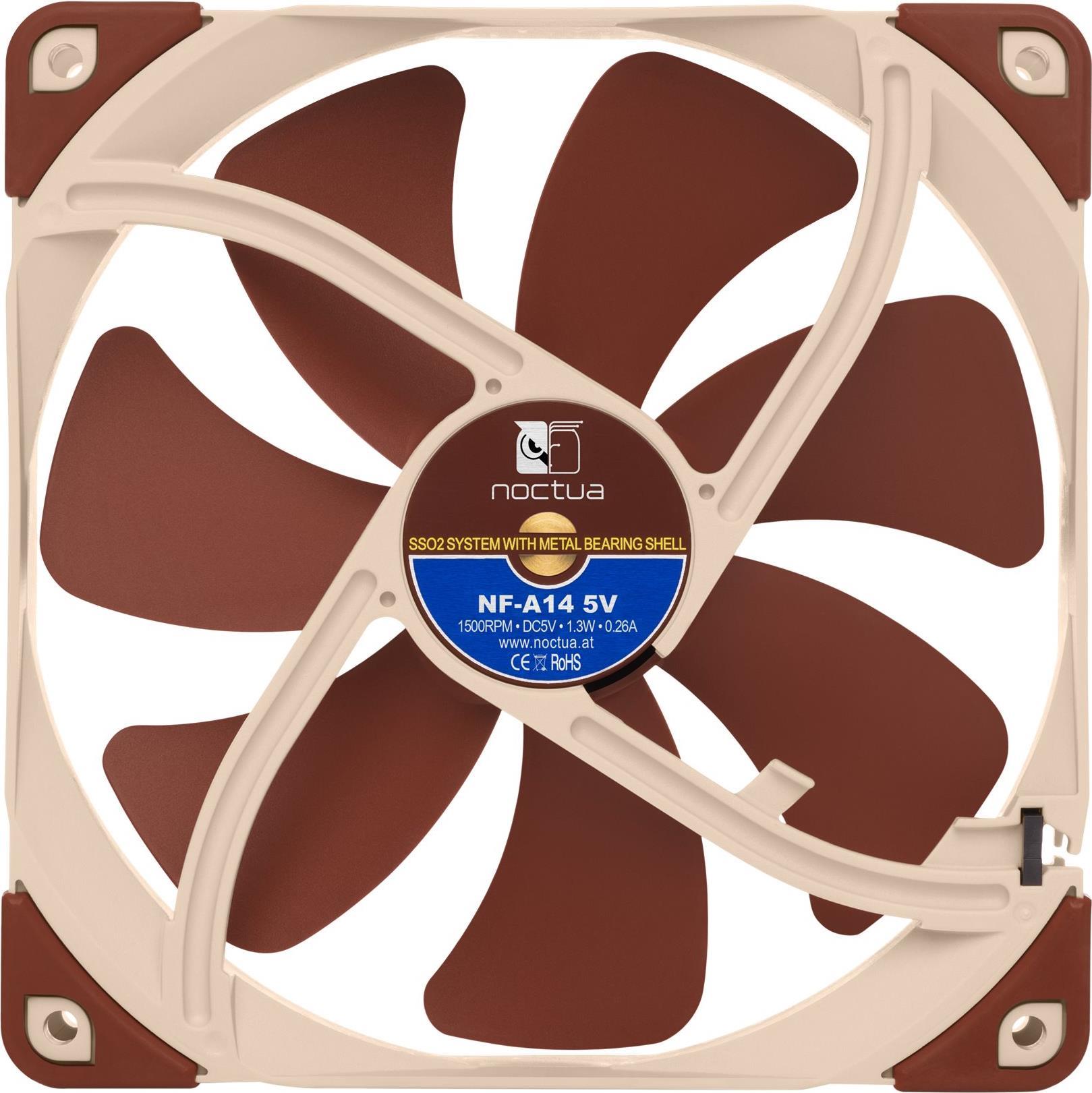 Noctua NF-A14 5V Gehäuselüfter 140 mm Beige, Braun