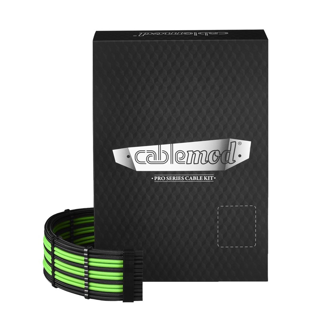 CableMod PRO Series ModMesh C-Series Stromkabelkit für RMi & RMx Schwarz/Hellgrün