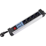 REV 0014438713 Steckdosenleiste mit Schalter 4fach Silber, Schwarz Schutzkontakt (0014438713)