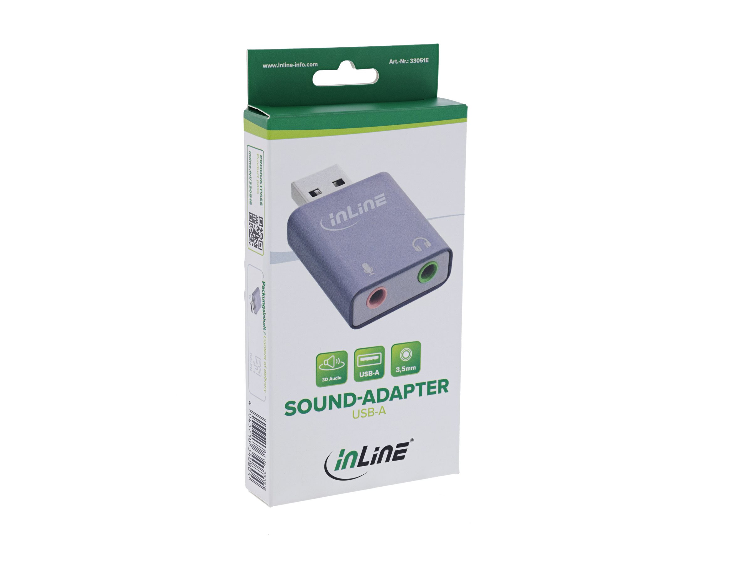 InLine 33051E USB-A Externe Soundkarte Stereo Silber