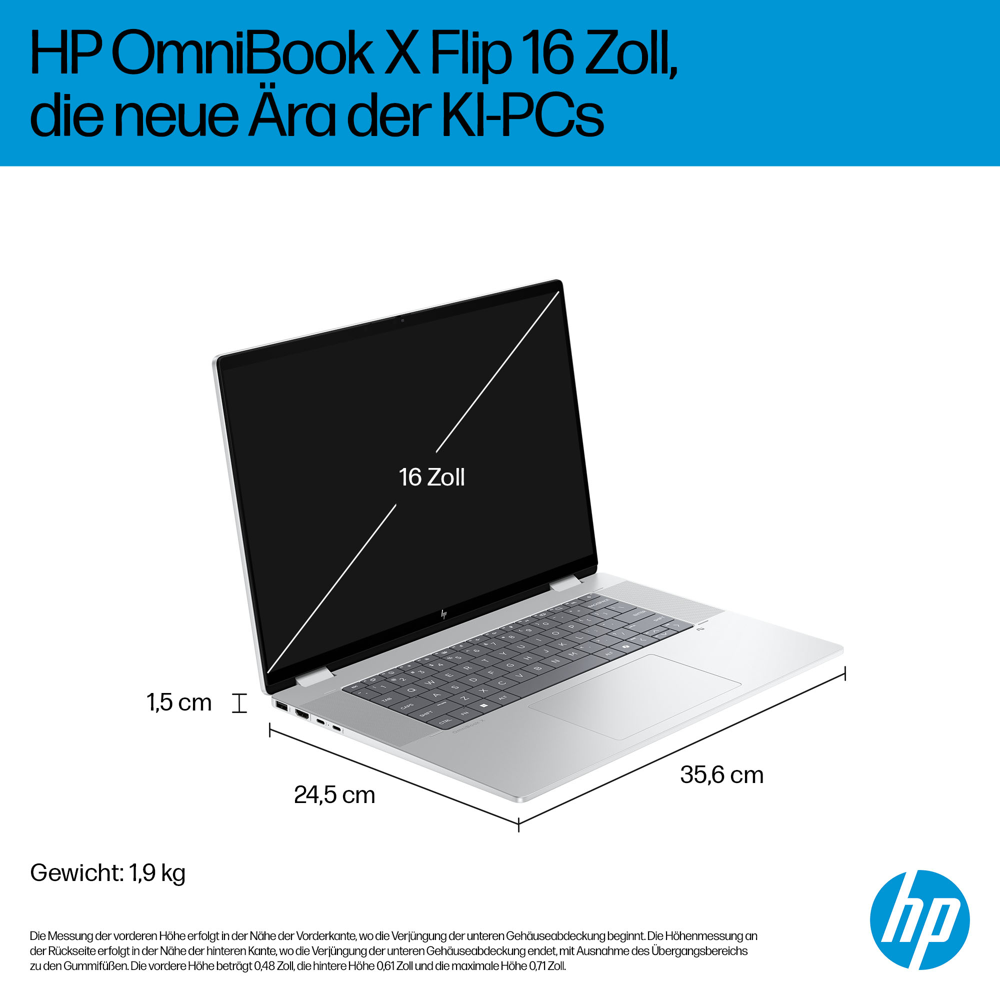 HP OmniBook X Flip 16-as0073ng 16" Intel Core Ultra 7 256V 16 GB RAM 512 GB SSD Silver