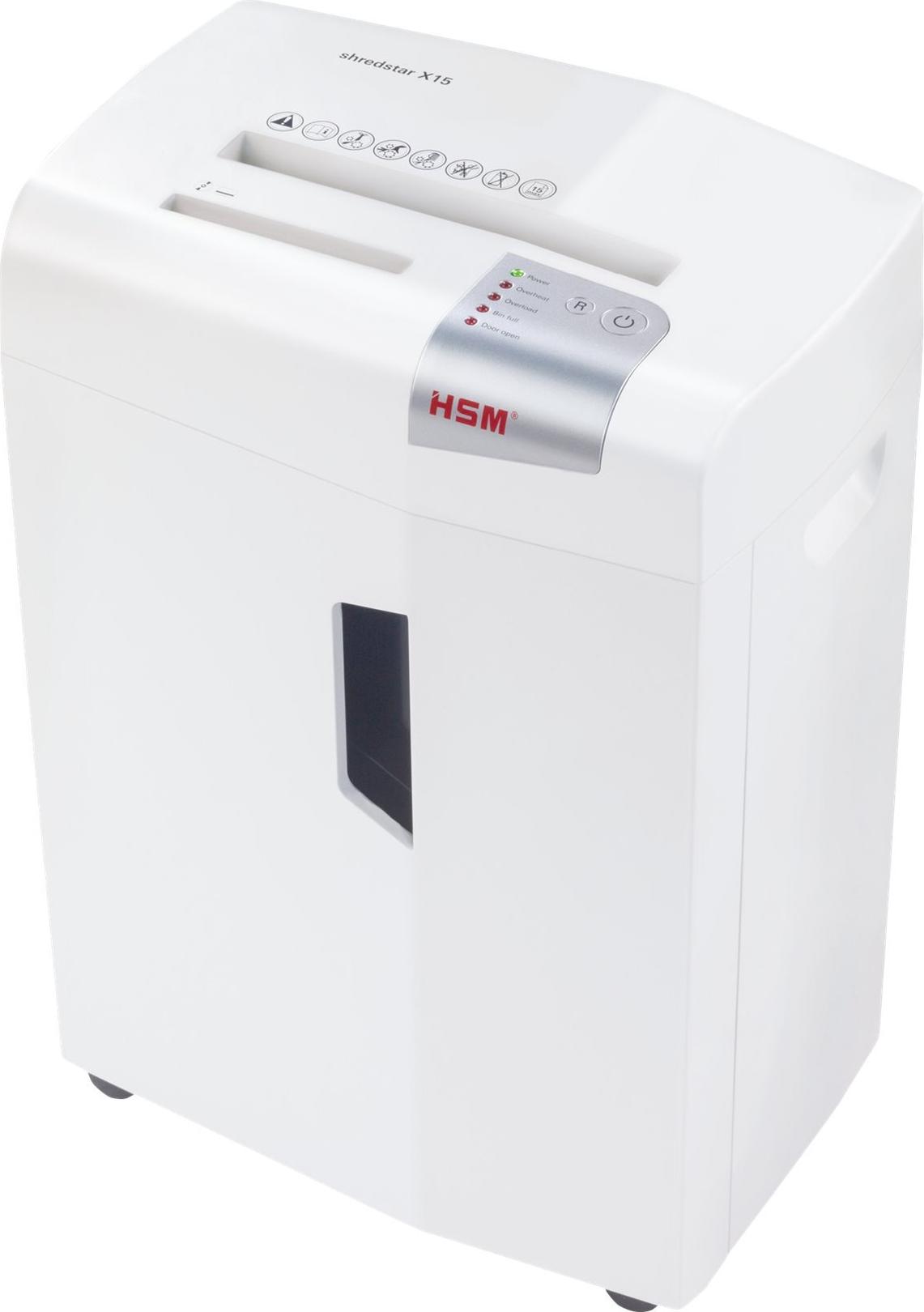 HSM shredstar X15 Aktenvernichter Partikelschnitt 4x37 mm 15 Blatt 26 L Silber, Weiß