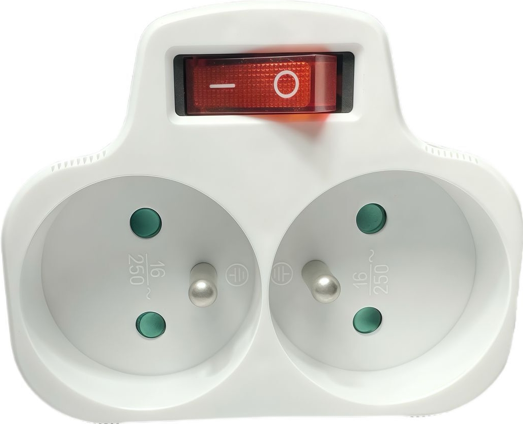 MicroConnect Plug on/off switch EU to 2FR Type E White (MC-PLUGOOEU1+2FRW)