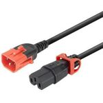 MicroConnect Powercord C14 IEC Lock+ Dual 1m, PC3868 (MC-DUALC14C15-1M)