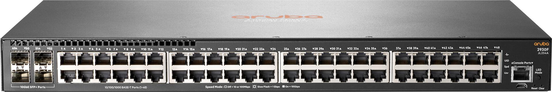 Hewlett Packard Enterprise Aruba 2930F 48G 4SFP+ Managed L3 Gigabit Ethernet (10/100/1000) 1U Grau (JL254A#ABB)