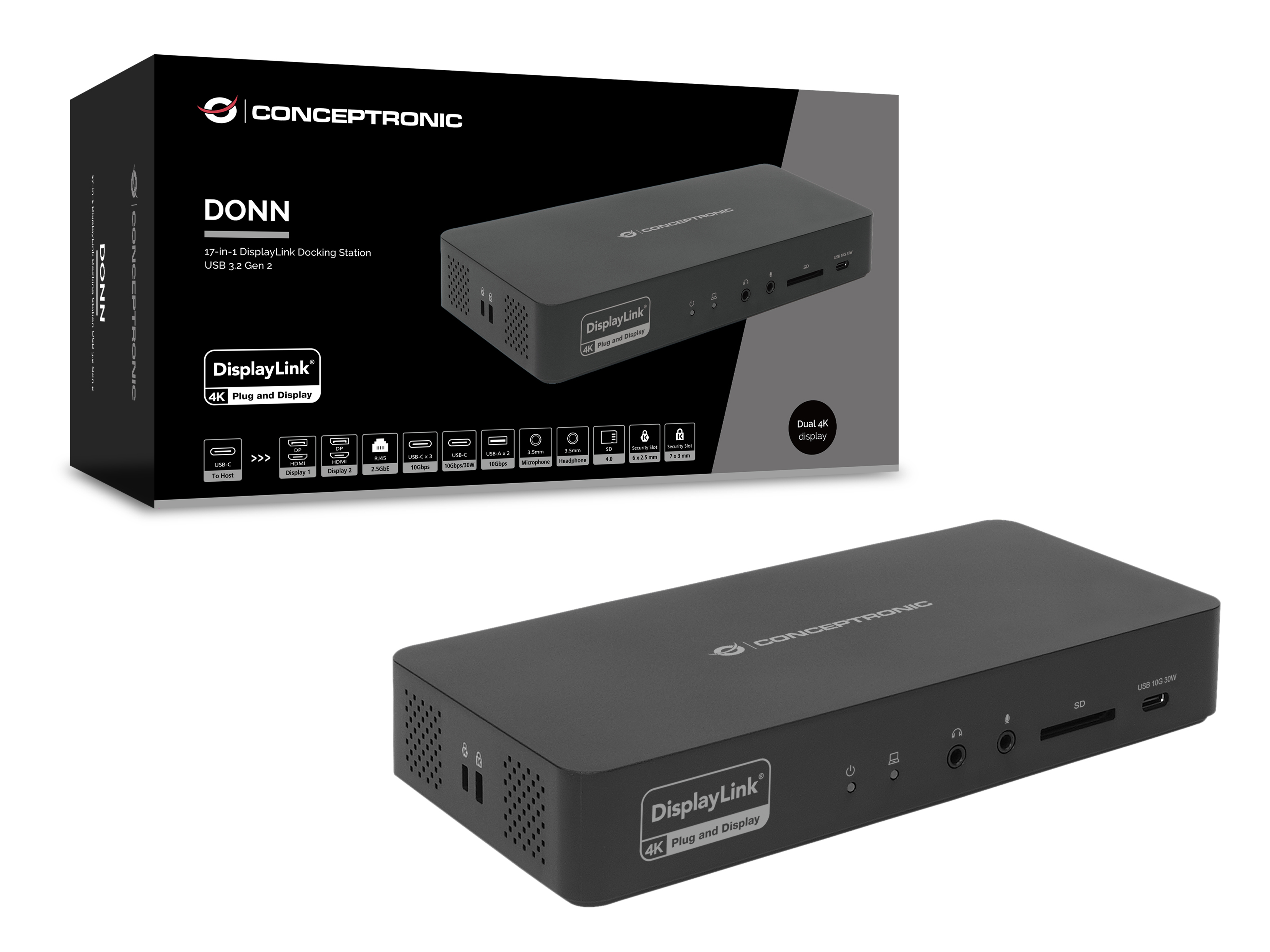 Conceptronic DONN31B 17-in-1 Dockingstation Schwarz
