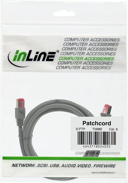 InLine® Patchkabel, S/FTP (PiMf), Cat.6, grau, 15m (76415)